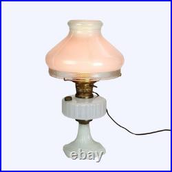 Antique Alacite Glass Lincoln Drape Electrified Aladdin Kerosene Lamp c1920