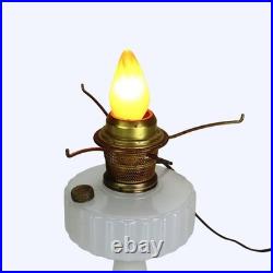 Antique Alacite Glass Lincoln Drape Electrified Aladdin Kerosene Lamp c1920