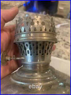 Antique Aladdin #1 Hanging Kerosene Lamp Fount & Burner Parts Silver Chrome