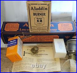 Antique Aladdin #12 Nickel Table Lamp & 601s Rural Shade Some Original Boxes