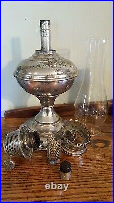 Antique Aladdin 1915-1916 Model 6, Kerosene Oil Lamp, Nickel Plated