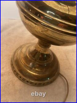 Antique Aladdin # 6 Brass Oil Lamp, Original Frosted Shade & Chimney Electrified