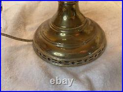 Antique Aladdin # 6 Brass Oil Lamp, Original Frosted Shade & Chimney Electrified