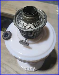 Antique Aladdin Alacite'Lincoln Drape' Pale Pink Custard Kerosene Lamp 13 GLOW