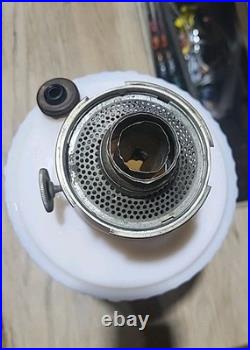 Antique Aladdin Alacite'Lincoln Drape' Pale Pink Custard Kerosene Lamp 13 GLOW