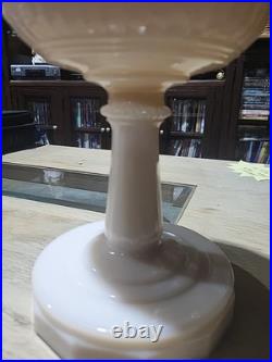 Antique Aladdin Alacite'Lincoln Drape' Pale Pink Custard Kerosene Lamp 13 GLOW
