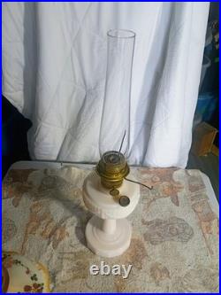 Antique Aladdin Alacite Venetian Drapery Model B Lamp Painted Floral Shade