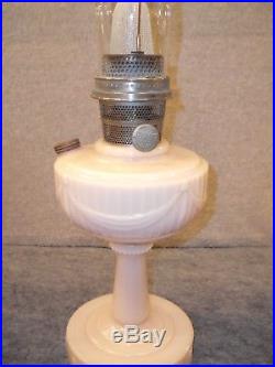 Antique Aladdin Alicite Lincoln Drape Kerosene Lamp, circa 1930. Uranium Glass
