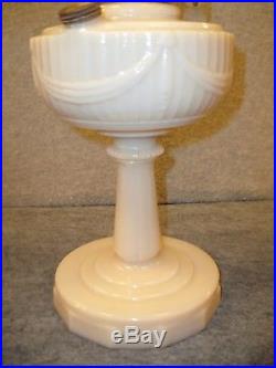 Antique Aladdin Alicite Lincoln Drape Kerosene Lamp, circa 1930. Uranium Glass