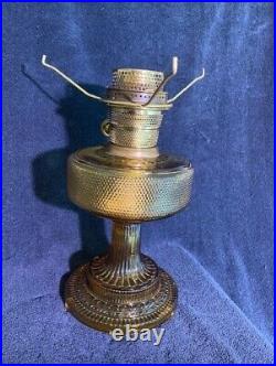Antique Aladdin Amber Colonial Lamp, 1937-1938/Burner Nu-Type Brass Model B