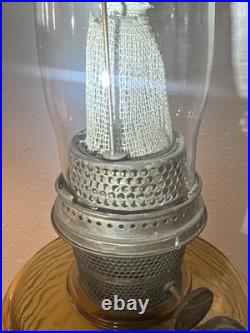 Antique Aladdin Amber Crystal Beehive Oil Lamp with Model B Burner Vintage 1930s