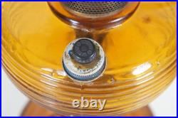 Antique Aladdin Amber Quilted Glass Hobnail Hurricane Vanity Oil Lamp 21