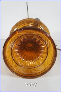 Antique Aladdin Amber Quilted Glass Hobnail Hurricane Vanity Oil Lamp 21