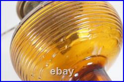 Antique Aladdin Amber Quilted Glass Hobnail Hurricane Vanity Oil Lamp 21