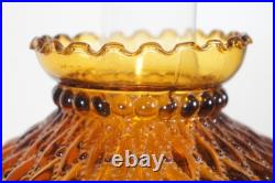 Antique Aladdin Amber Quilted Glass Hobnail Hurricane Vanity Oil Lamp 21