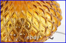 Antique Aladdin Amber Quilted Glass Hobnail Hurricane Vanity Oil Lamp 21