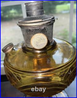 Antique Aladdin Amber Washington Drape Kerosene Oil Lamp With No 11 Burner
