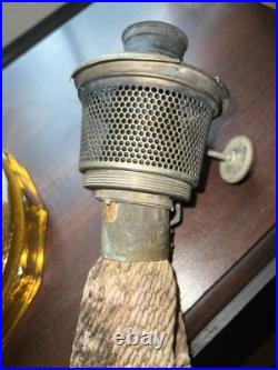 Antique Aladdin Amber Washington Drape Kerosene Oil Lamp With No 11 Burner