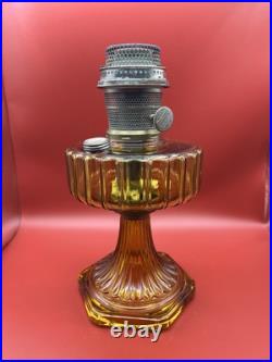 Antique Aladdin B-101 Amber Corinthian Oil Lamp With Burner and Chimney