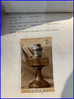 Antique Aladdin B-101 Amber Corinthian Oil Lamp With Burner and Chimney