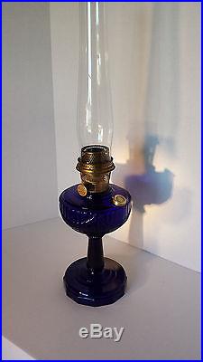Antique Aladdin B-76 Cobalt Blue Lincoln Drape Oil Lamp/ Shades O' Light Shade
