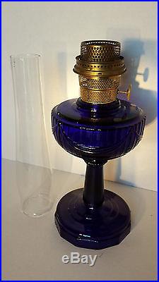 Antique Aladdin B-76 Cobalt Blue Lincoln Drape Oil Lamp/ Shades O' Light Shade
