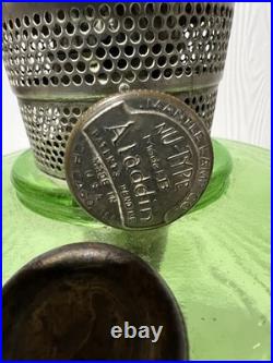 Antique Aladdin B-81 Green Oil Lamp 1937-1938 Beehive Pattern Model B Burner