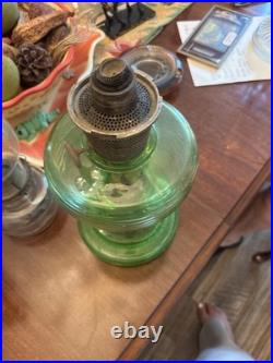 Antique Aladdin B-81 Green Oil Lamp 1937-1938 Beehive Pattern Model B Burner