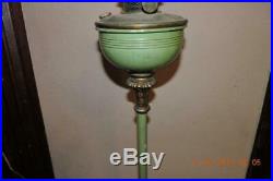 Antique Aladdin B Kerosene Green Banquet Floor Lamp Cast Iron Claw foot Base