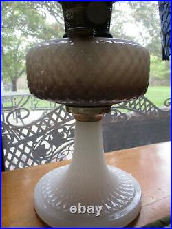 Antique Aladdin B White Moonstone Diamond Quilt oil/kerosene lamp burner Chimney