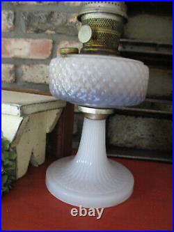 Antique Aladdin B White Moonstone Diamond Quilt oil/kerosene lamp burner Chimney