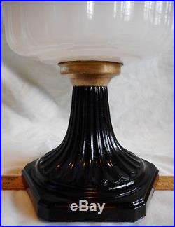 Antique Aladdin Black & White Moonstone Kerosene Oil Lamp Base Only