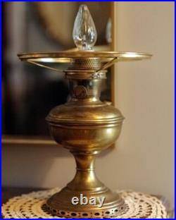 Antique Aladdin Brass Electrified Oil Kerosene Table Lamp