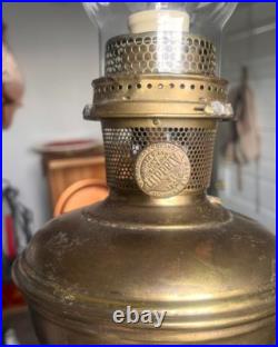 Antique Aladdin Brass Electrified Oil Kerosene Table Lamp