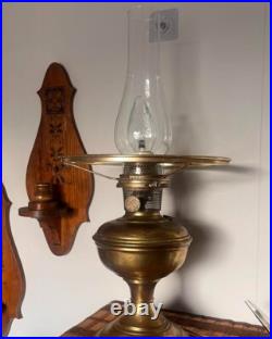Antique Aladdin Brass Electrified Oil Kerosene Table Lamp