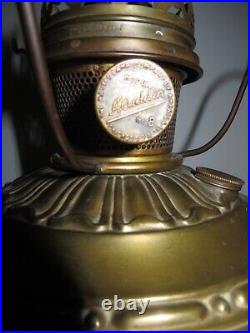 Antique Aladdin Brass Kerosene Mantle Oil Lamp Base Model No. 8 with Shade Ring