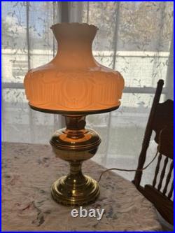 Antique Aladdin Brass Lamp Victorian Style Milk Glass Shade 1920s