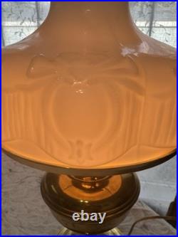 Antique Aladdin Brass Lamp Victorian Style Milk Glass Shade 1920s