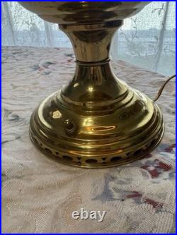 Antique Aladdin Brass Lamp Victorian Style Milk Glass Shade 1920s