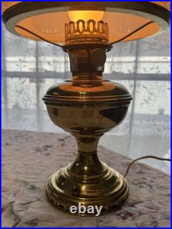 Antique Aladdin Brass Lamp Victorian Style Milk Glass Shade 1920s
