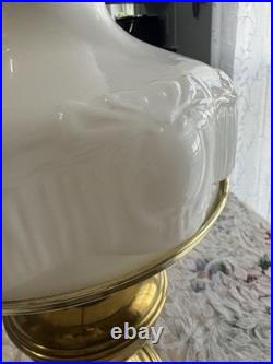 Antique Aladdin Brass Lamp Victorian Style Milk Glass Shade 1920s