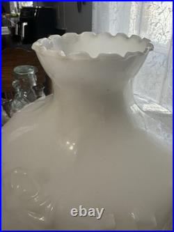 Antique Aladdin Brass Lamp Victorian Style Milk Glass Shade 1920s