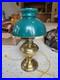 Antique Aladdin Brass Lamp With Emerald Shade