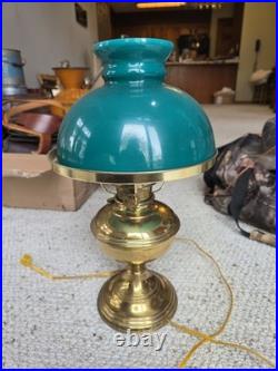 Antique Aladdin Brass Lamp With Emerald Shade