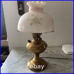 Antique Aladdin Brass Model #5 Kerosene Oil Lamp Electrified