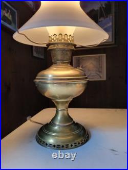 Antique Aladdin Brass Model #6 Oil Lamp Electrified 1915-16 Shades Included