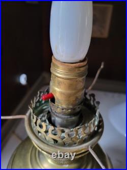 Antique Aladdin Brass Model #6 Oil Lamp Electrified 1915-16 Shades Included