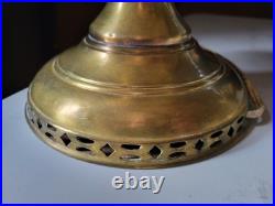 Antique Aladdin Brass Model #6 Oil Lamp Electrified 1915-16 Shades Included