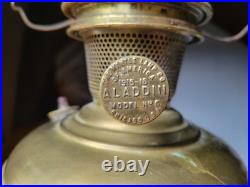 Antique Aladdin Brass Model #6 Oil Lamp Electrified 1915-16 Shades Included