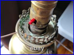 Antique Aladdin Brass Model #6 Oil Lamp Electrified 1915-16 Shades Included